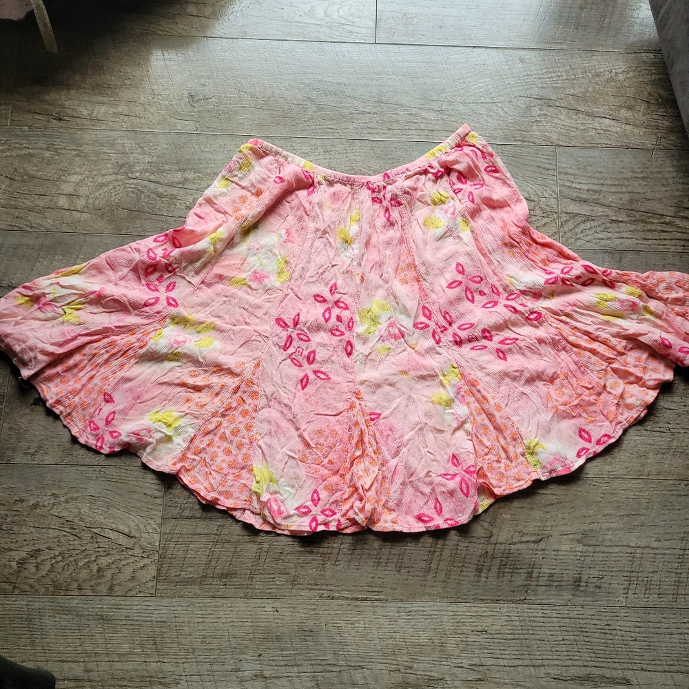 Vintage Fairycore Y2k Flowy Pink And Yellow Skirt